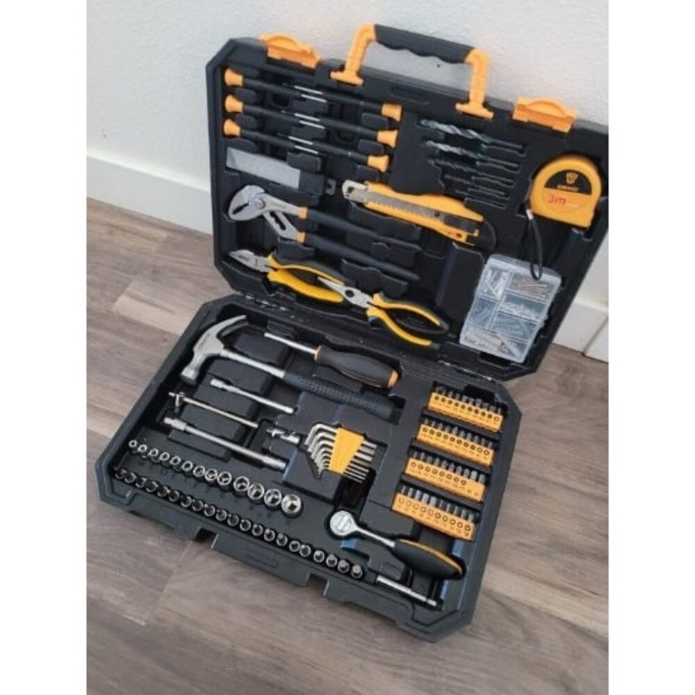 196 Piece Tool Set General Household Hand Tool Kit with Rip Claw Hammer